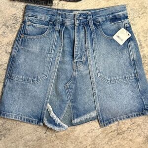 We The Free Blue Denim Mini Skirt